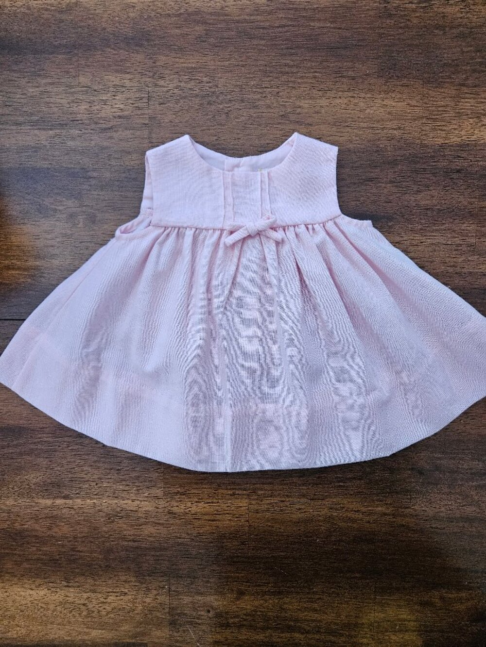 Vintage Cradle Togs Pink Linen Look Pleated Bow Dress 12 Months Retro 80s 90s